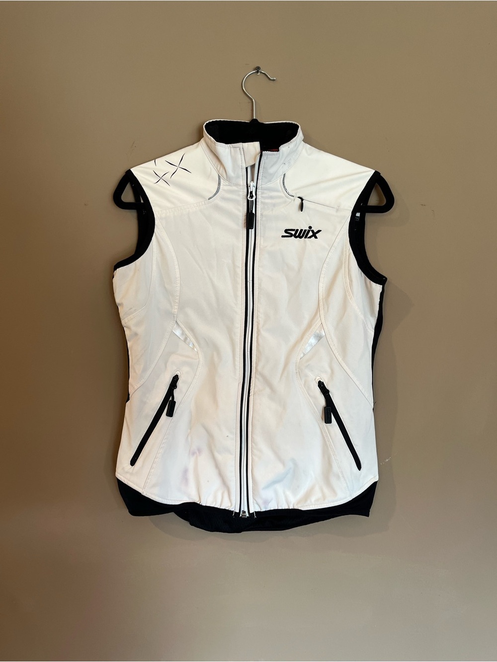 Swix Women's Small Nordic Ski Softshell Vest White Black Full Zip Performance